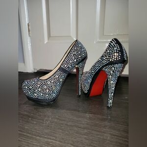 Sparkly crystal wedge stilletos